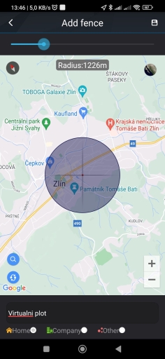 Nastavení virtuálního plotu